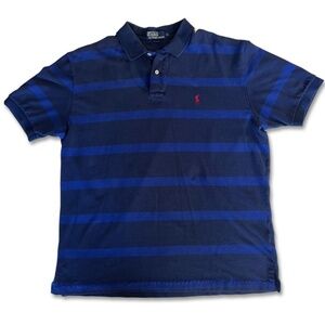 Ralph Lauren Polo Men's Navy Blue Stripe Classic XL short sleeve cotton